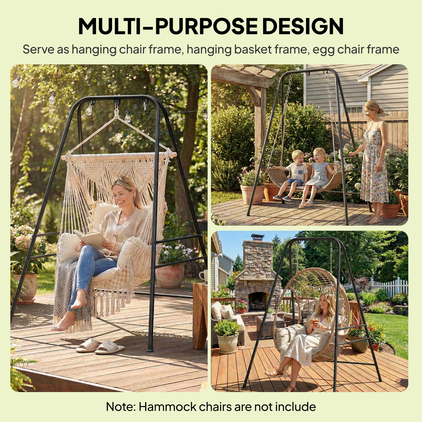 Hammock Chair Stand Only, 150KG Load Capacity, for Indoor Outdoor