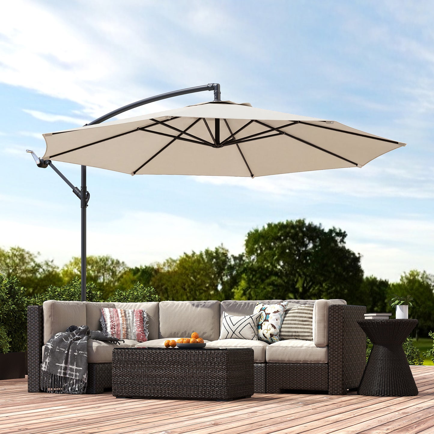 3 m Overhanging Cantilever Parasol, with Cross Base