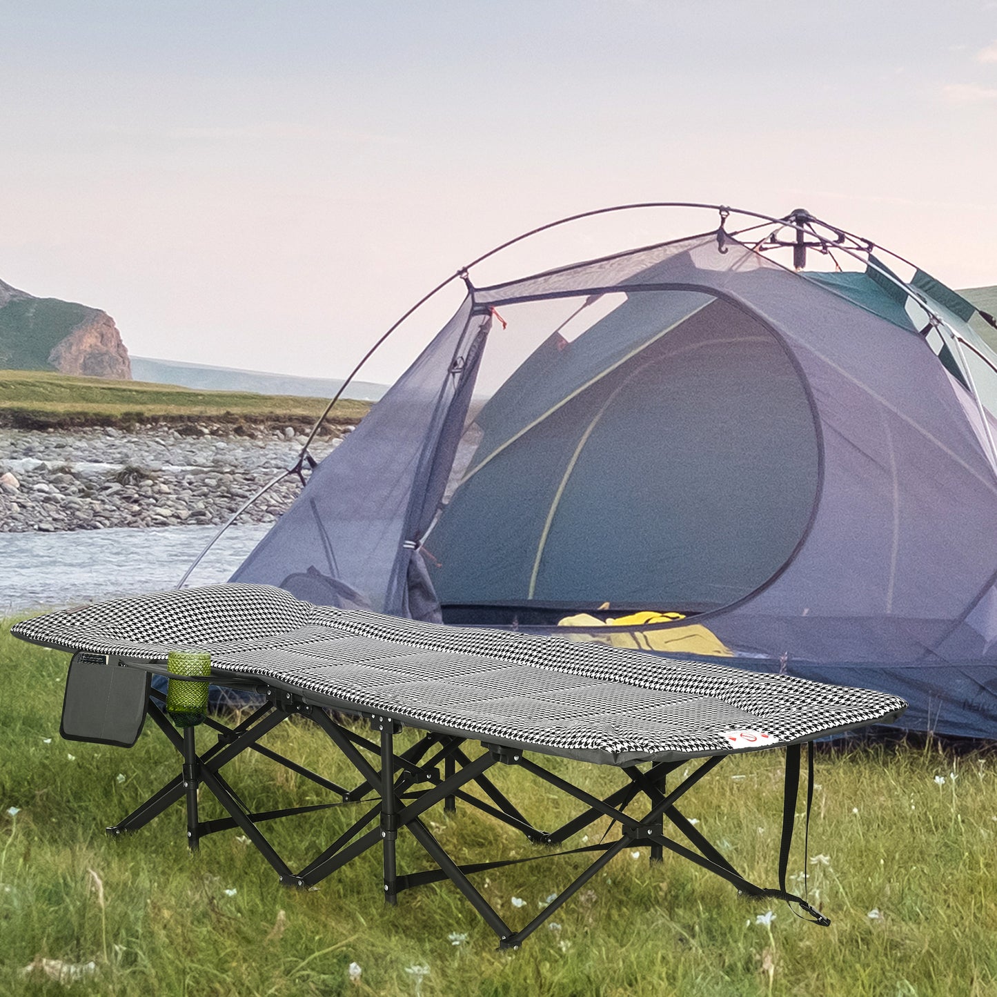 Foldable Camp Bed, Padded Patio Camping Bed with Carry Bag