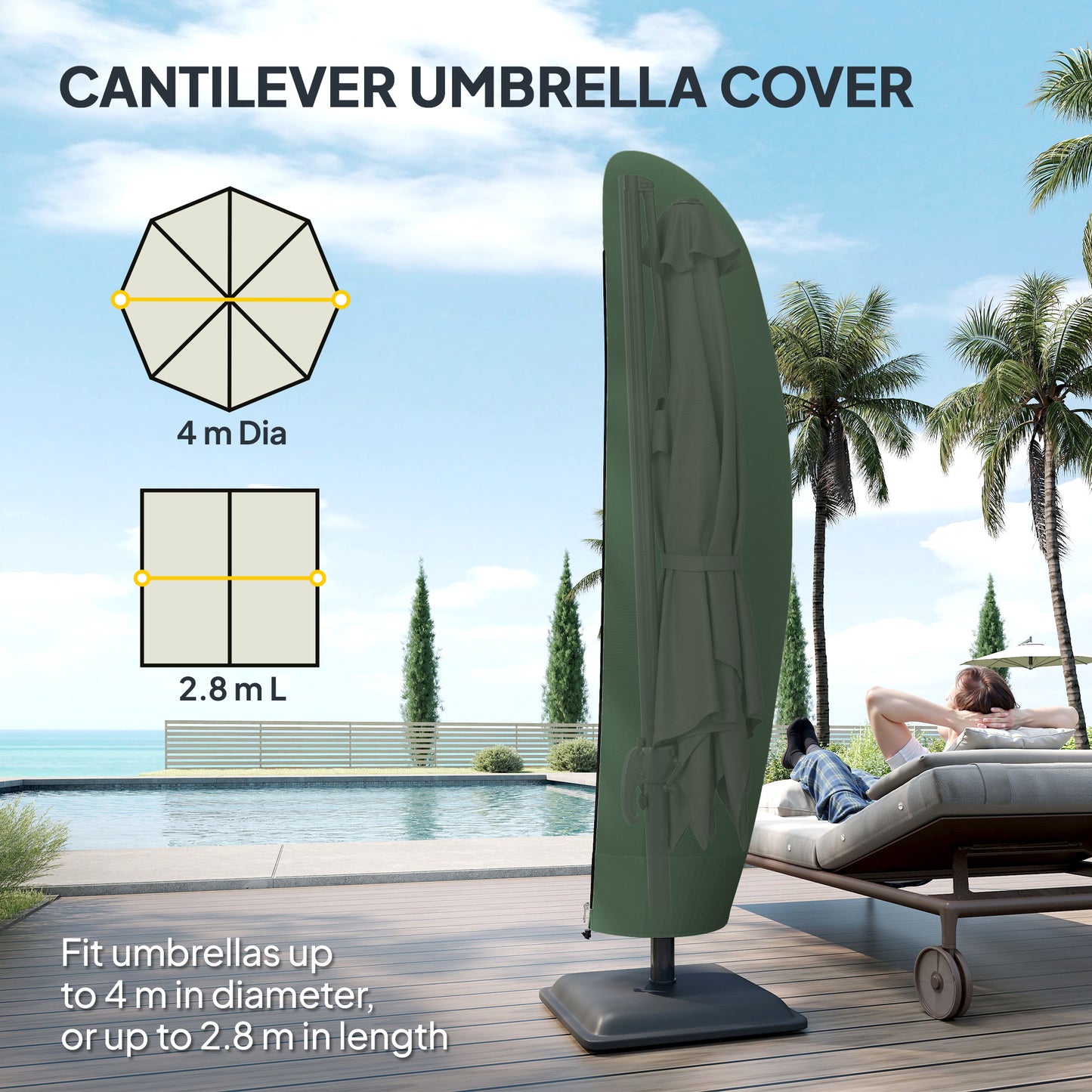 Parasol Cover, 600D Oxford Cantilever Umbrella Cover Fit (1)