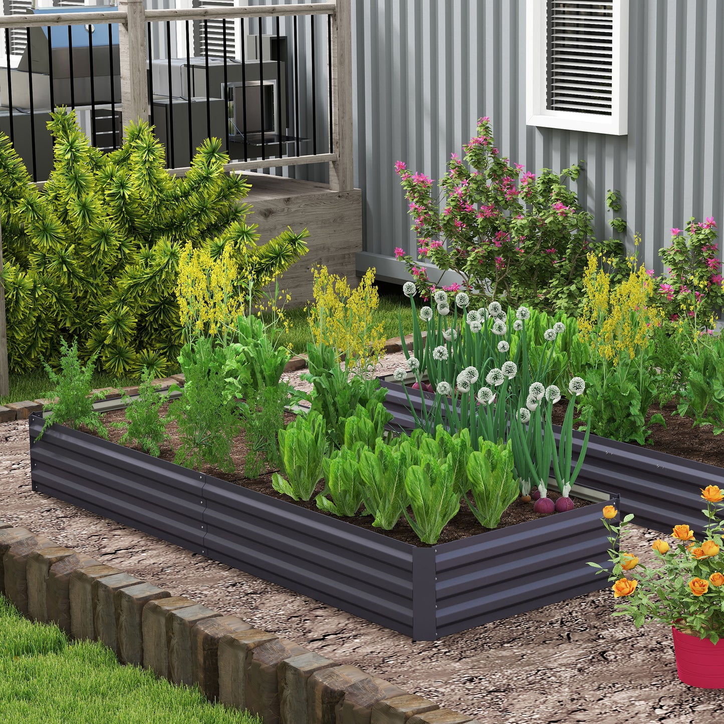 Metal Raised Garden Bed Planter Box Outdoor Planters (1)