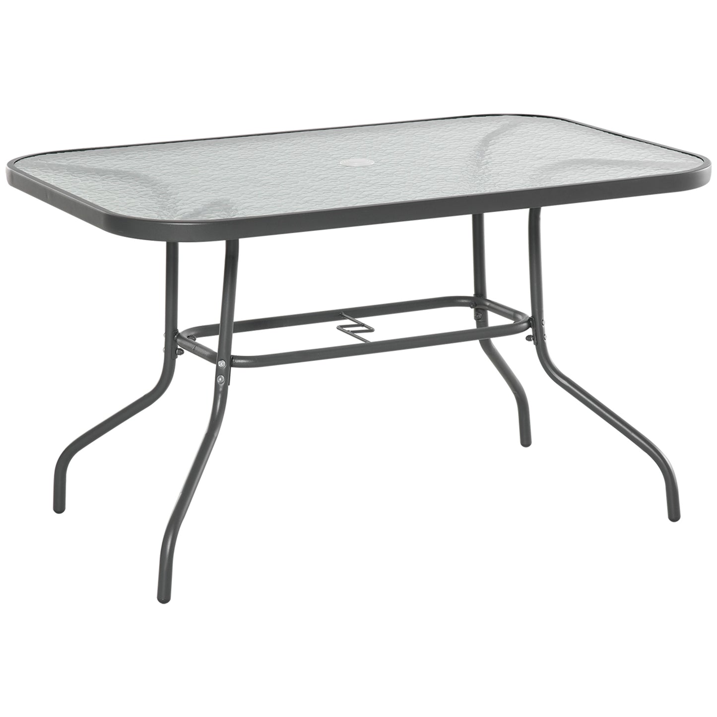 Garden Dining Table Glass Top Metal Frame