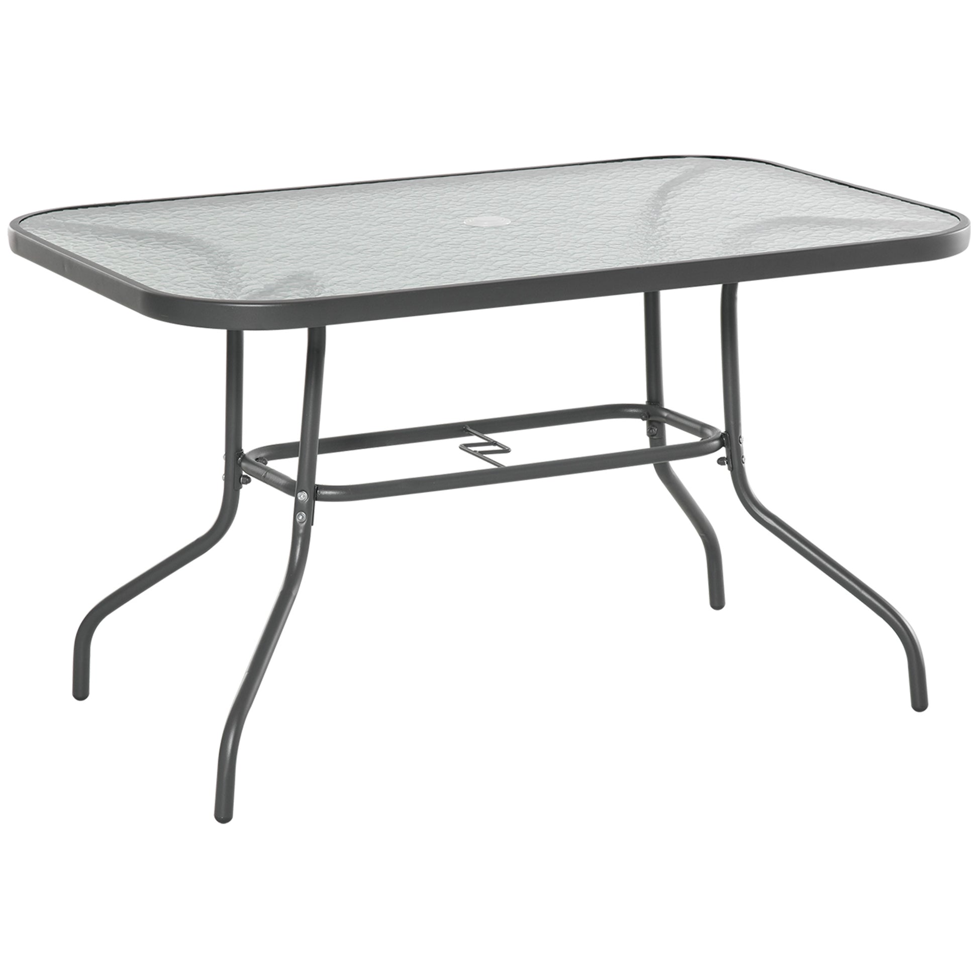 Garden Dining Table Glass Top Metal Frame