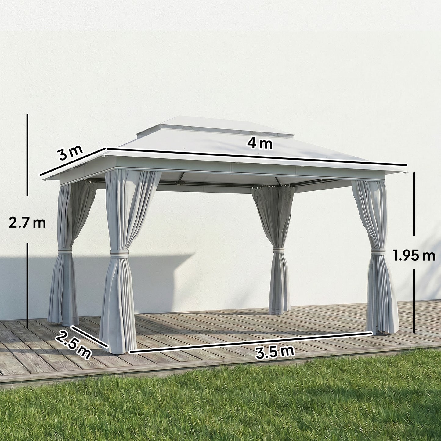 3 x 4 m Outdoor Garden Gazebo with Netting and Curtains