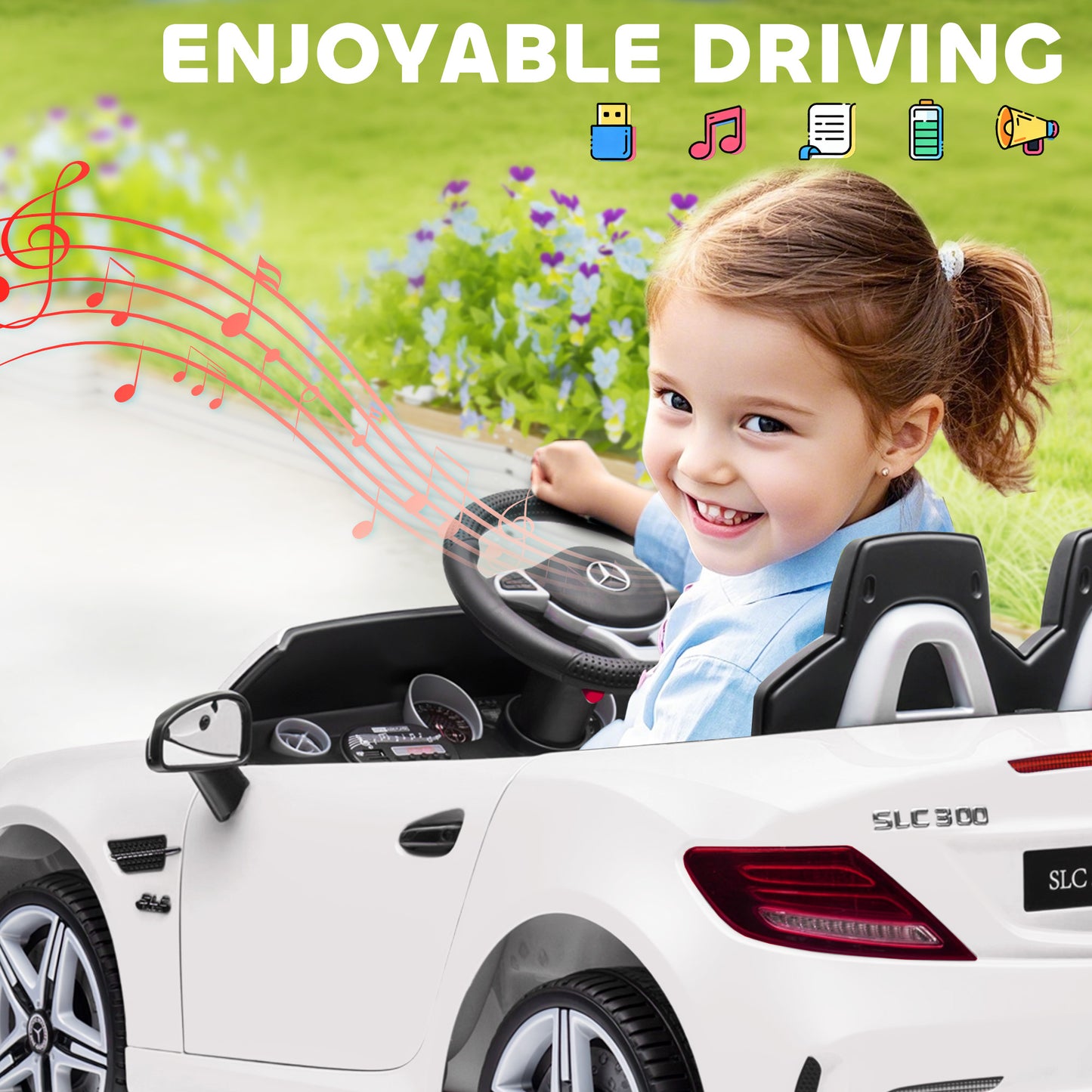 Benz SLC 300  Licensed 12V Kids Electric Ride On, with Music