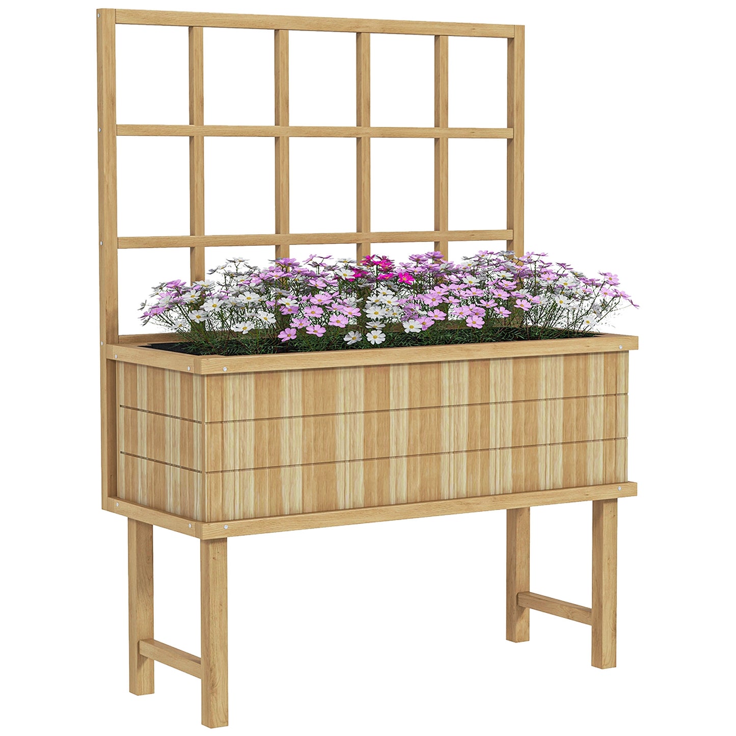 45 x 105cm Wooden Garden Planter, with Trellis