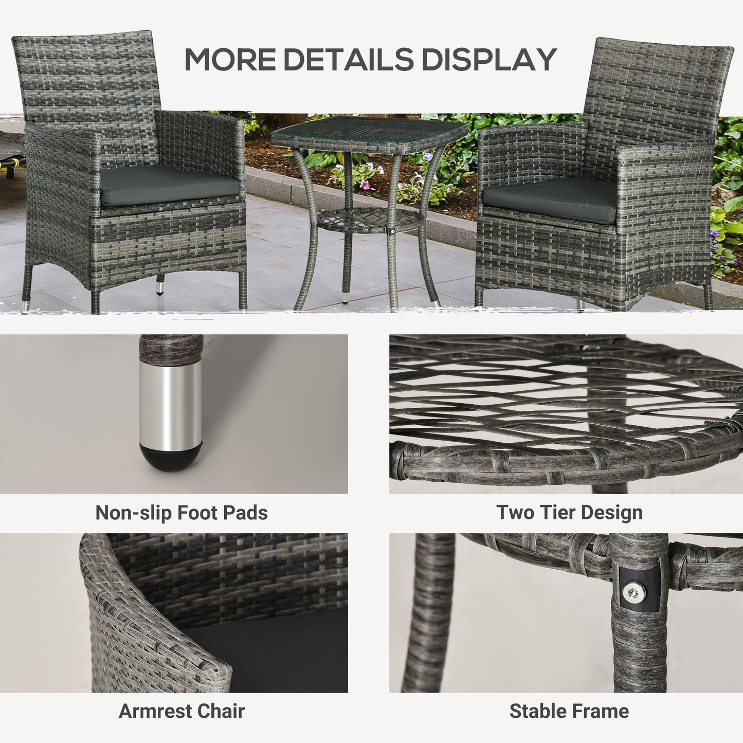 3 Pieces Rattan Bistro Set (3)