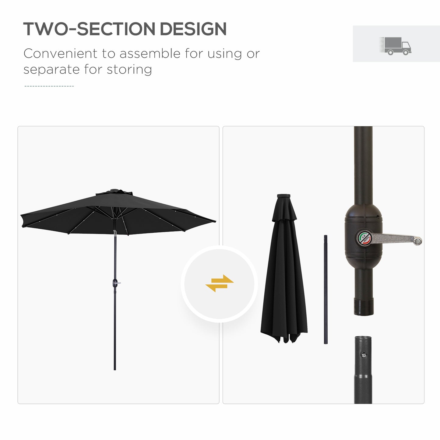 2.7m Outdoor Patio Garden Umbrella Parasol with Tilt Crank