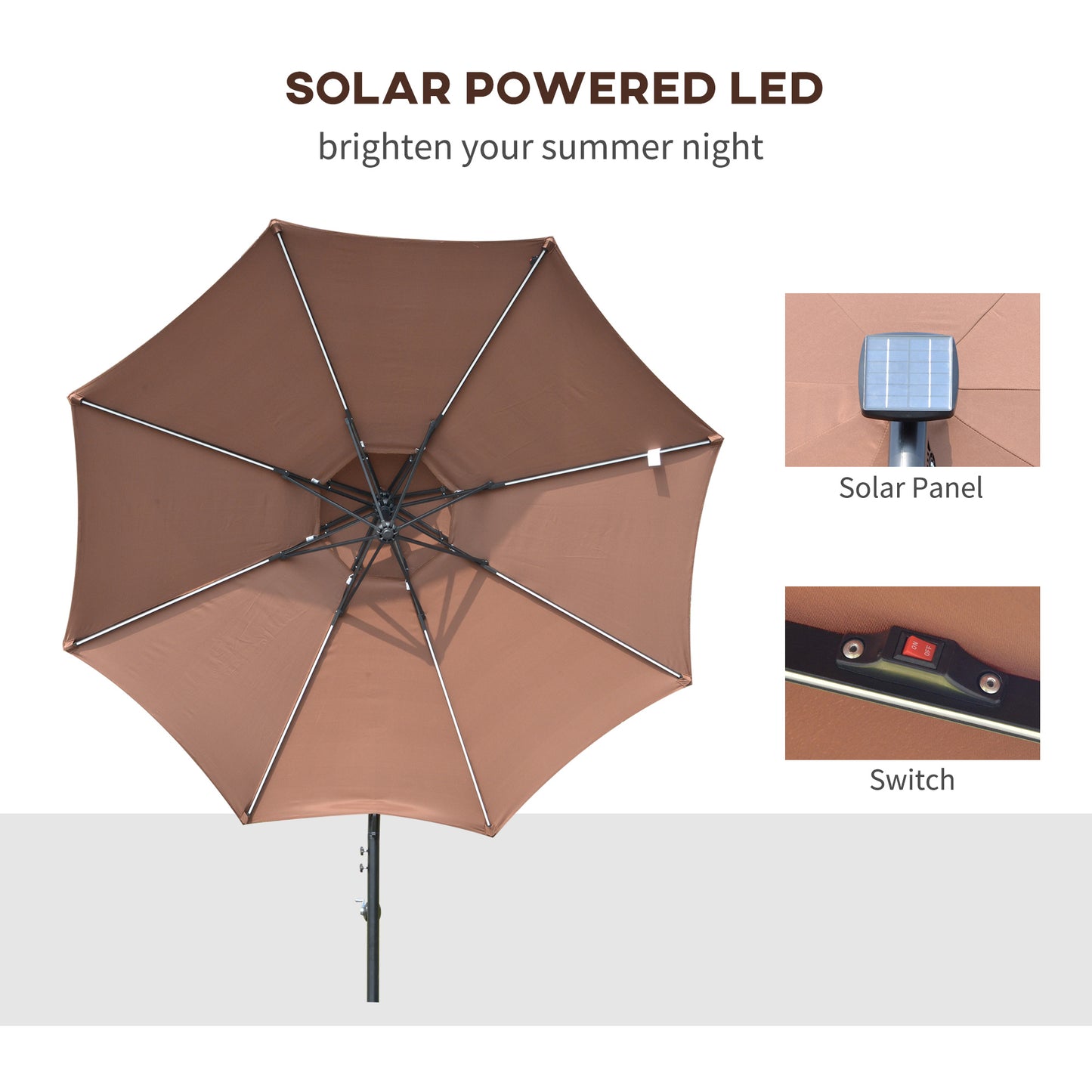 3(m) Cantilever Banana Parasol Hanging Umbrella with Double Roof