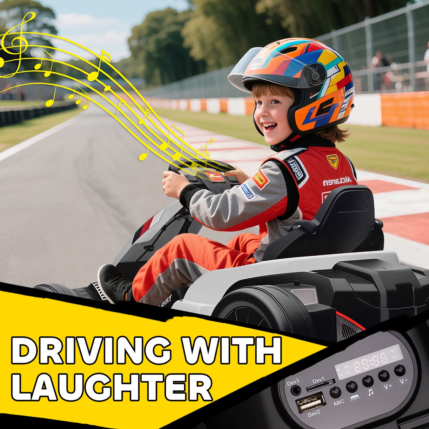 24V Electric Go Kart, Drift Kart with Adjustable Seat, Slow Start