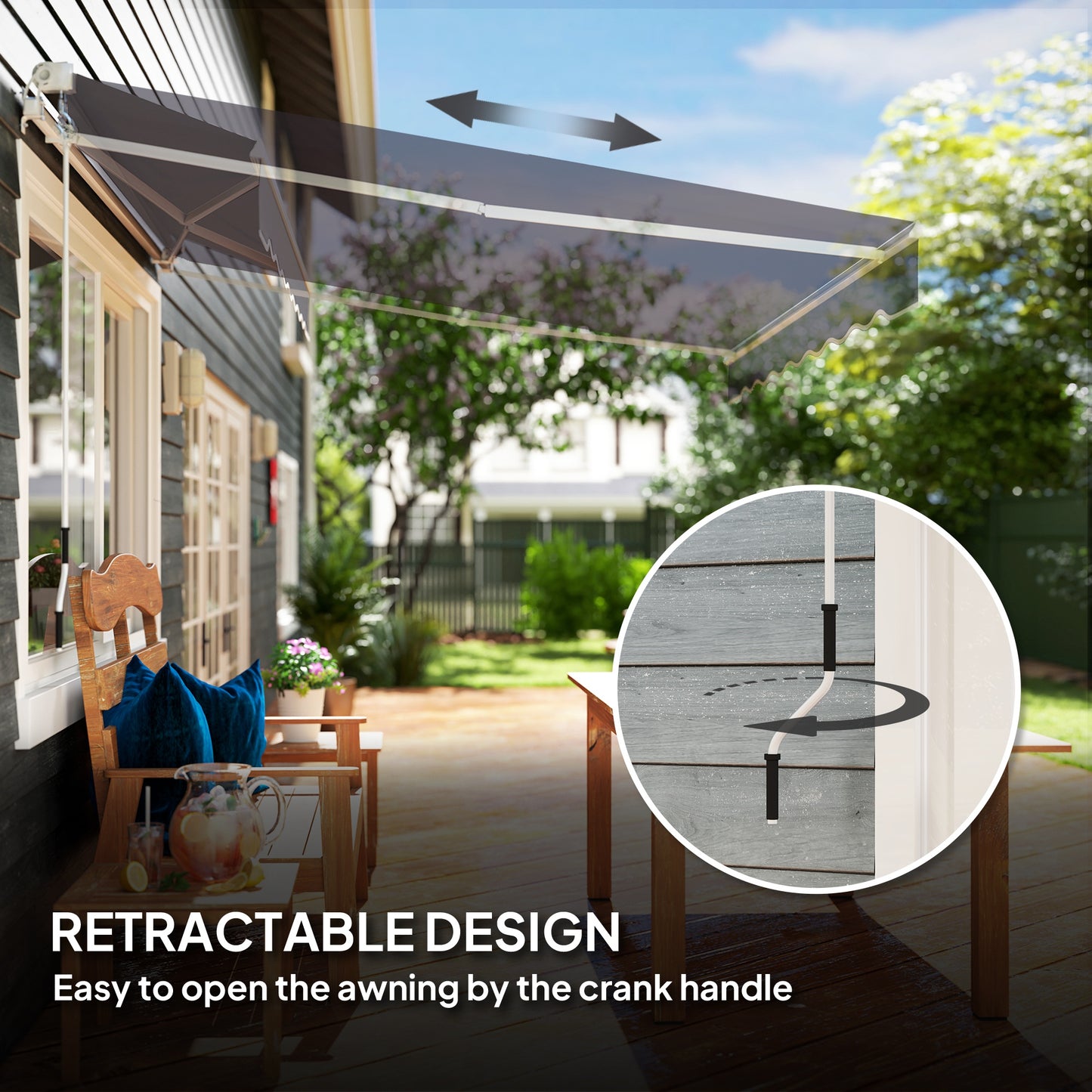 2 x 2.5m Manual Retractable Awning