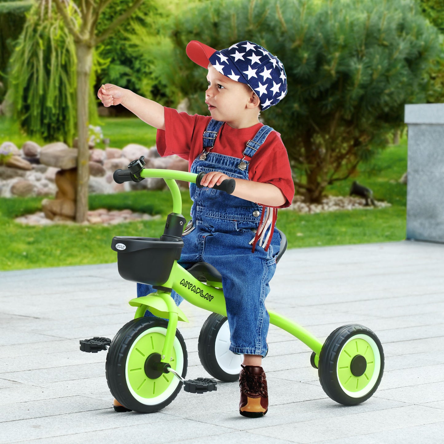Kids Trike, Tricycle, with Adjustable Seat, Basket, Bell