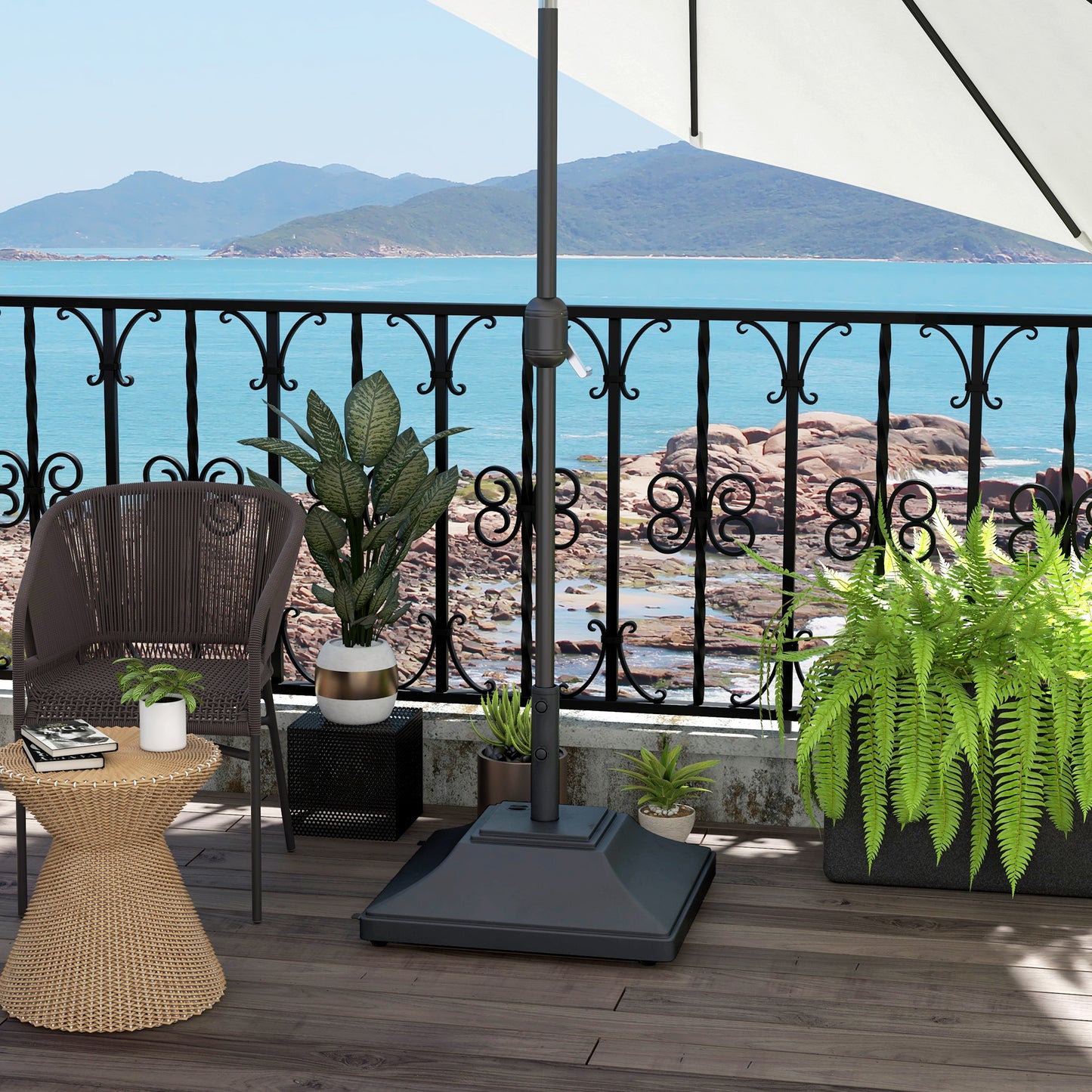 60kg Water/Sand Fillable Parasol Base, with Wheels