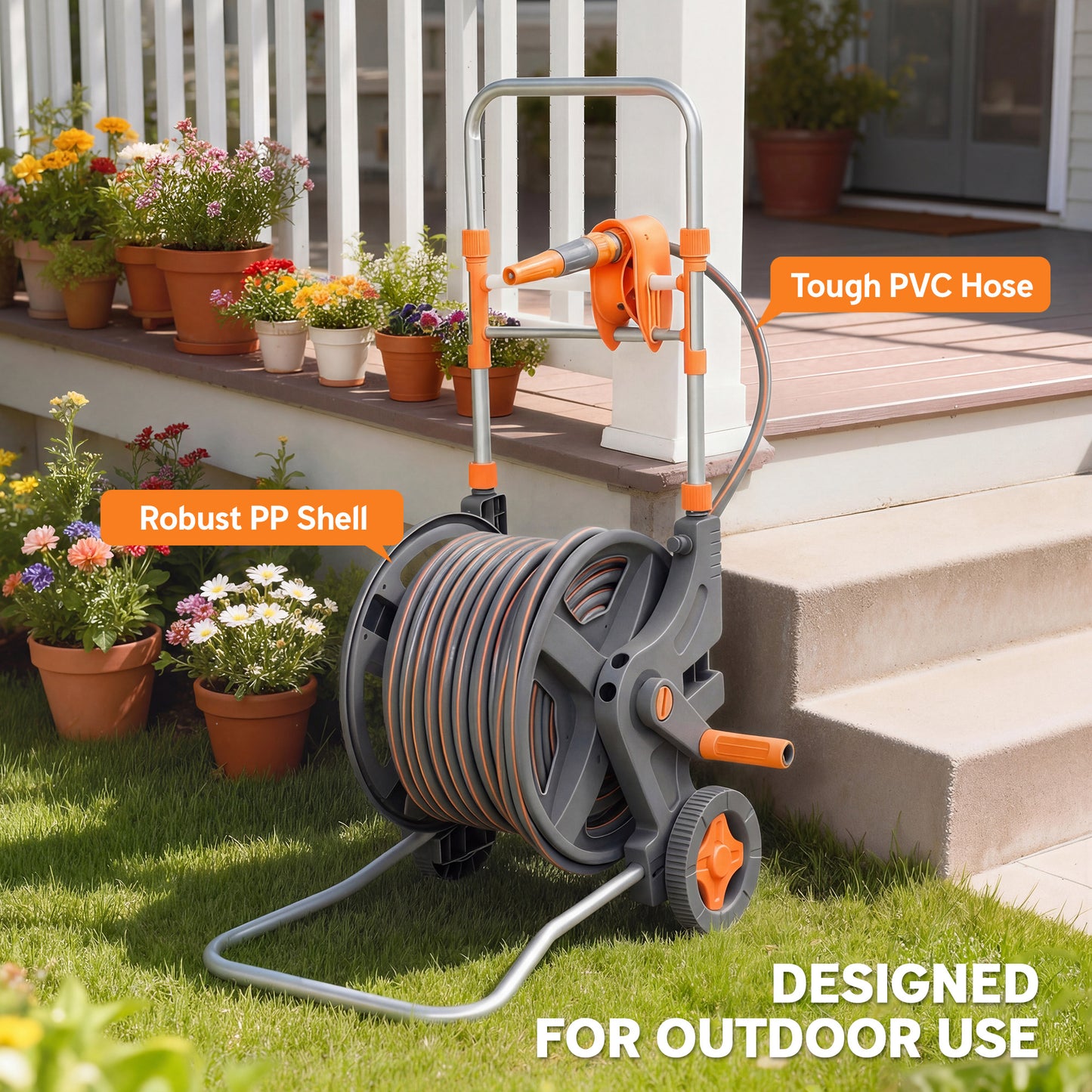 Hose Reel Cart with Wheels