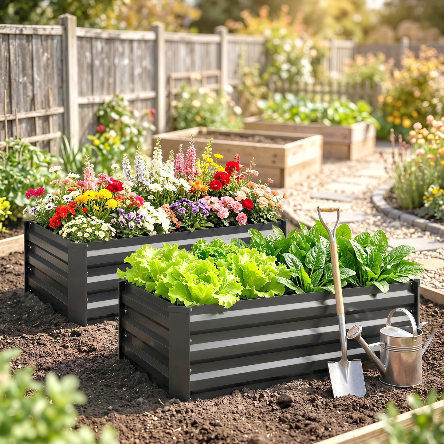 Set of Two 100 x 60cm Steel Planter Boxes