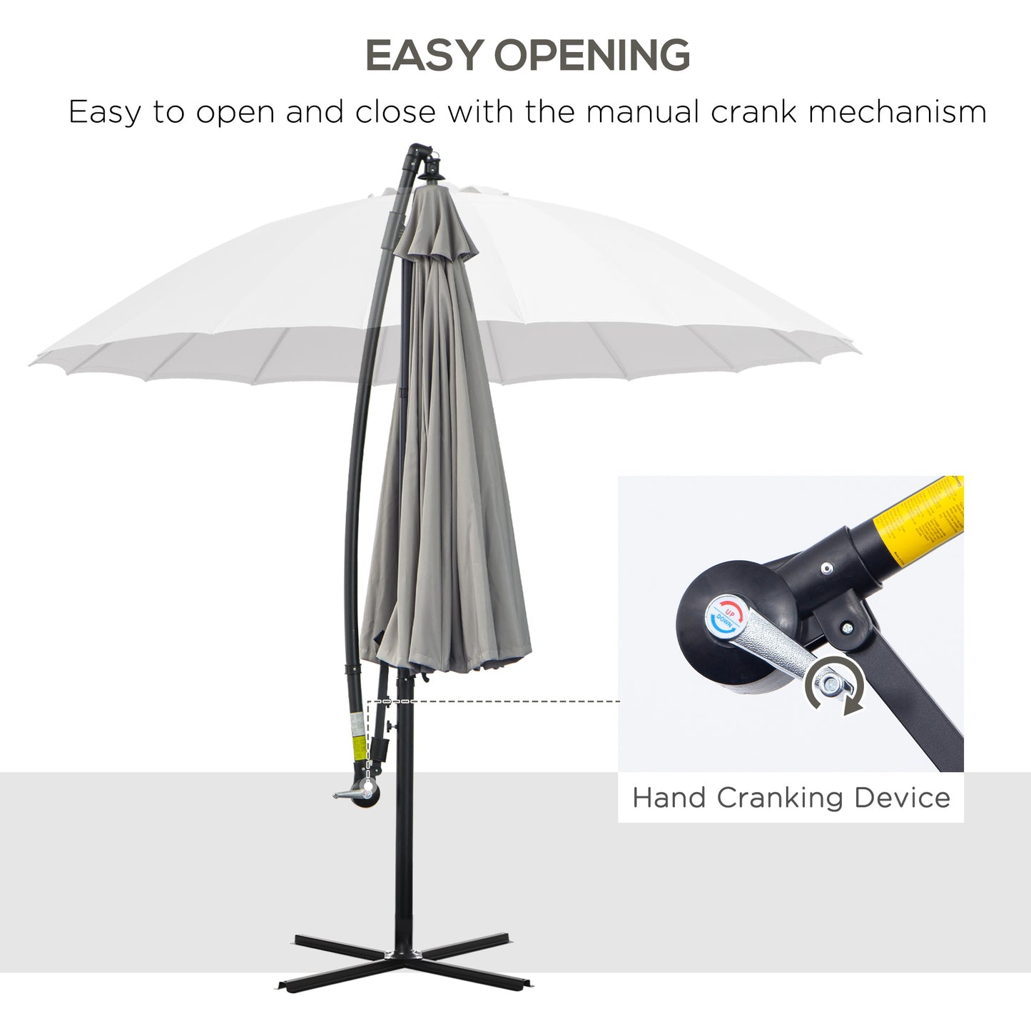 3(m) Cantilever Umbrella 18 Ribs & Vents Adjustable Angle for Patio