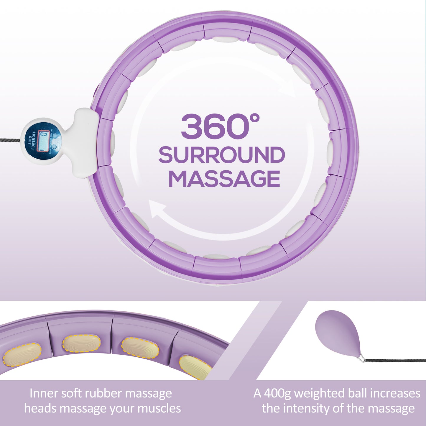 Smart Weighted Hula Hoop, Massage Hula Ring w/ 16 Detachable Knots