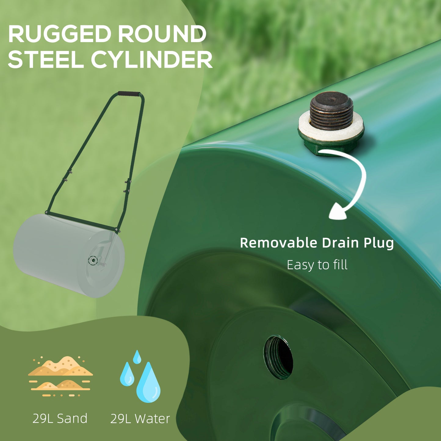 63 L Garden Lawn Roller with Water/Sand Filled Drum