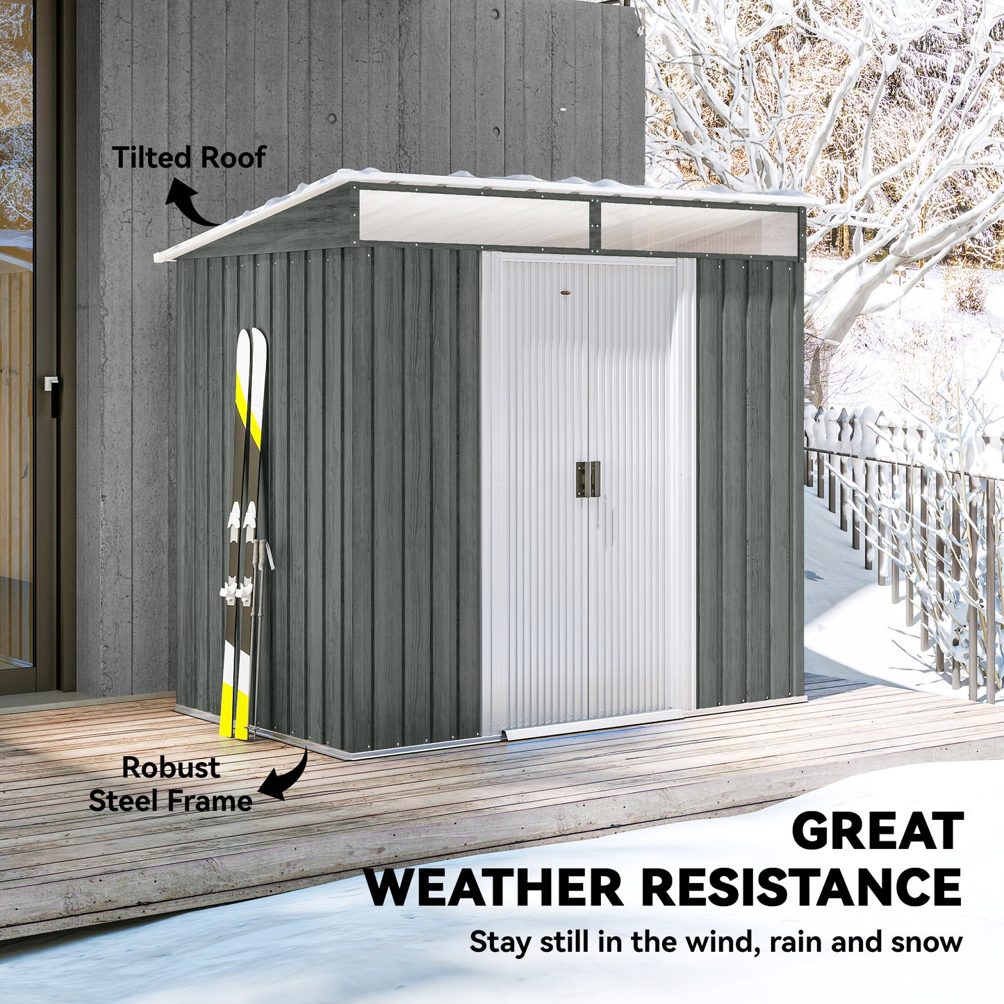 6.5 x 4FT Galvanised Metal Shed with Foundation Kit (1)
