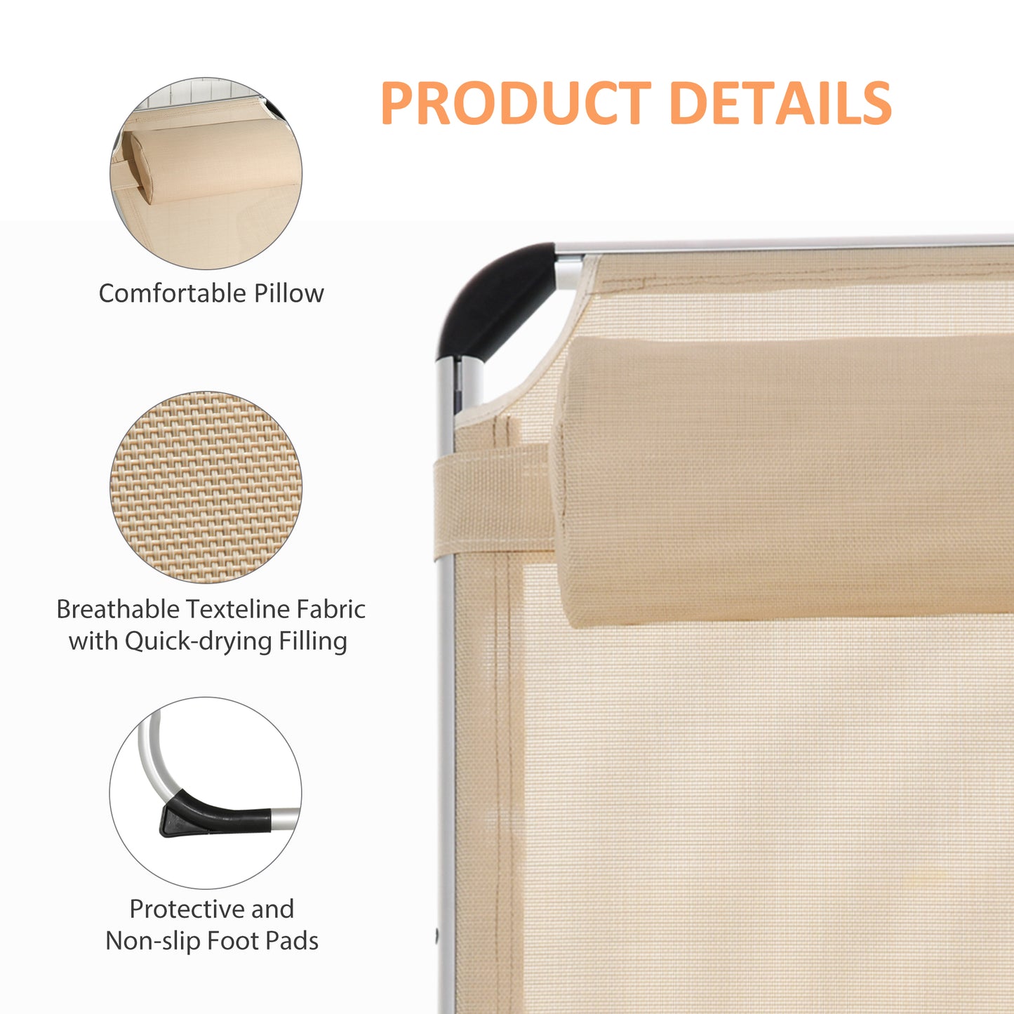 Foldable Outdoor Sun Loungers Set of 2