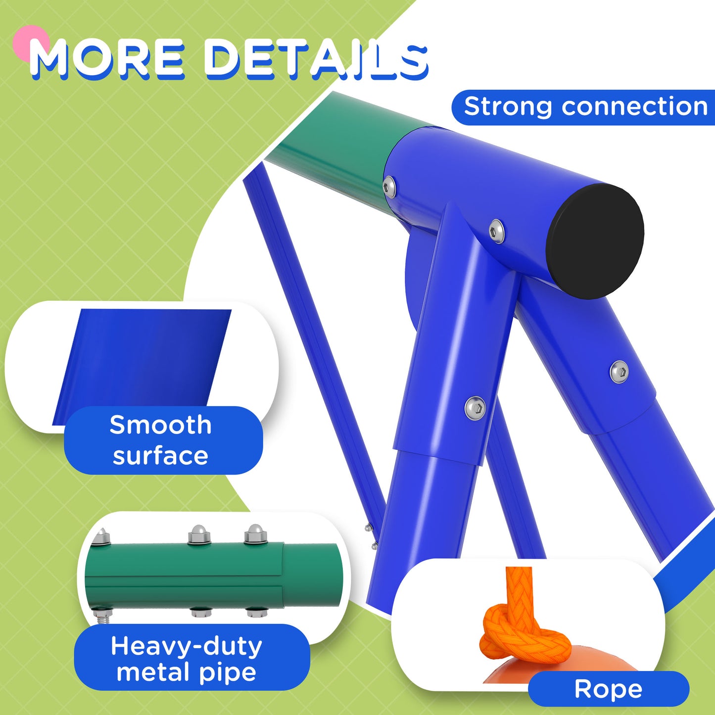 Three-In-One Kids Metal Swing Set with Swing, Glider