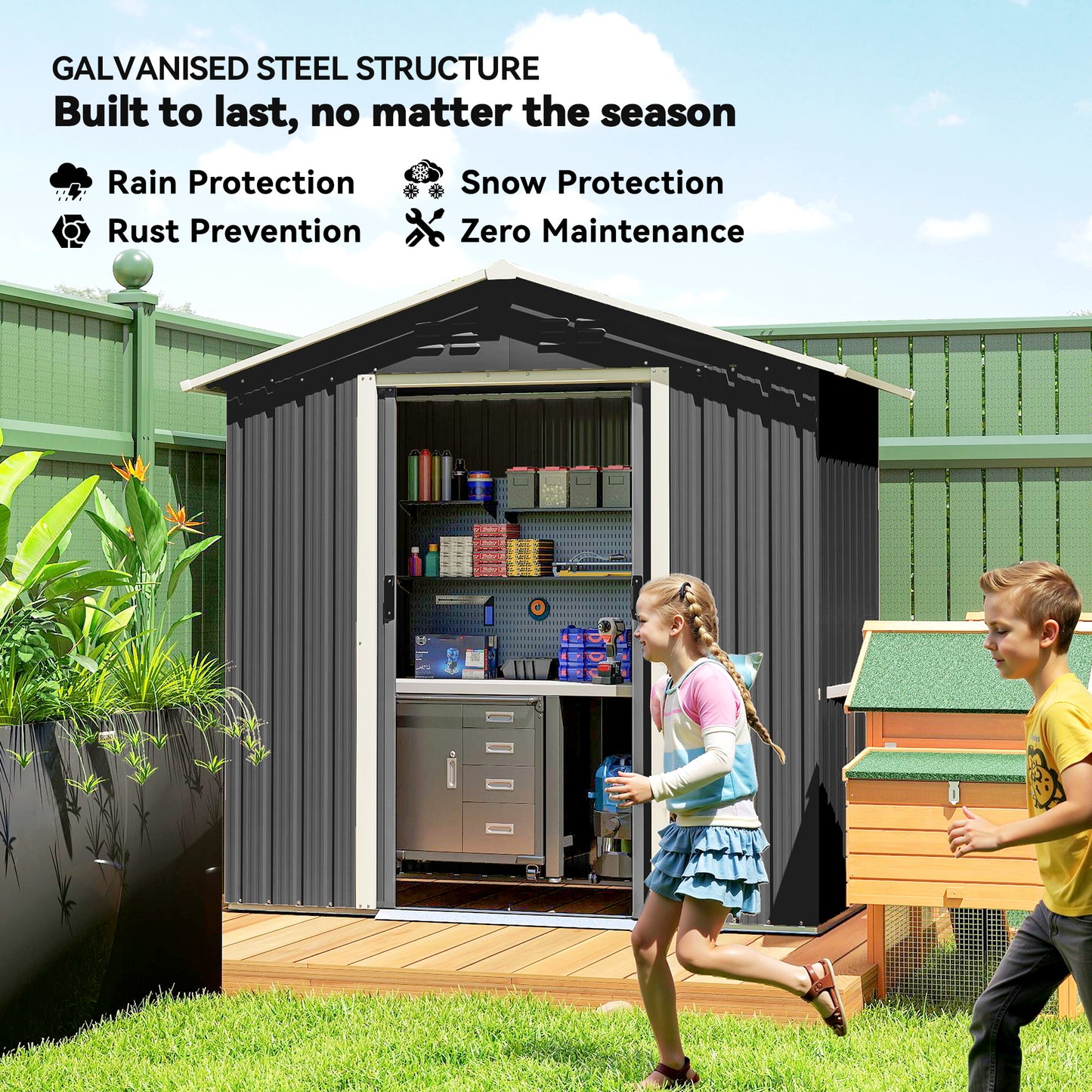6.5 x 3.5ft Metal Garden Storage Shed