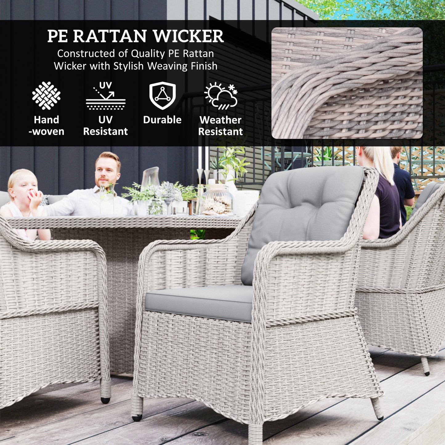 Seven-Piece Rattan Dining Set