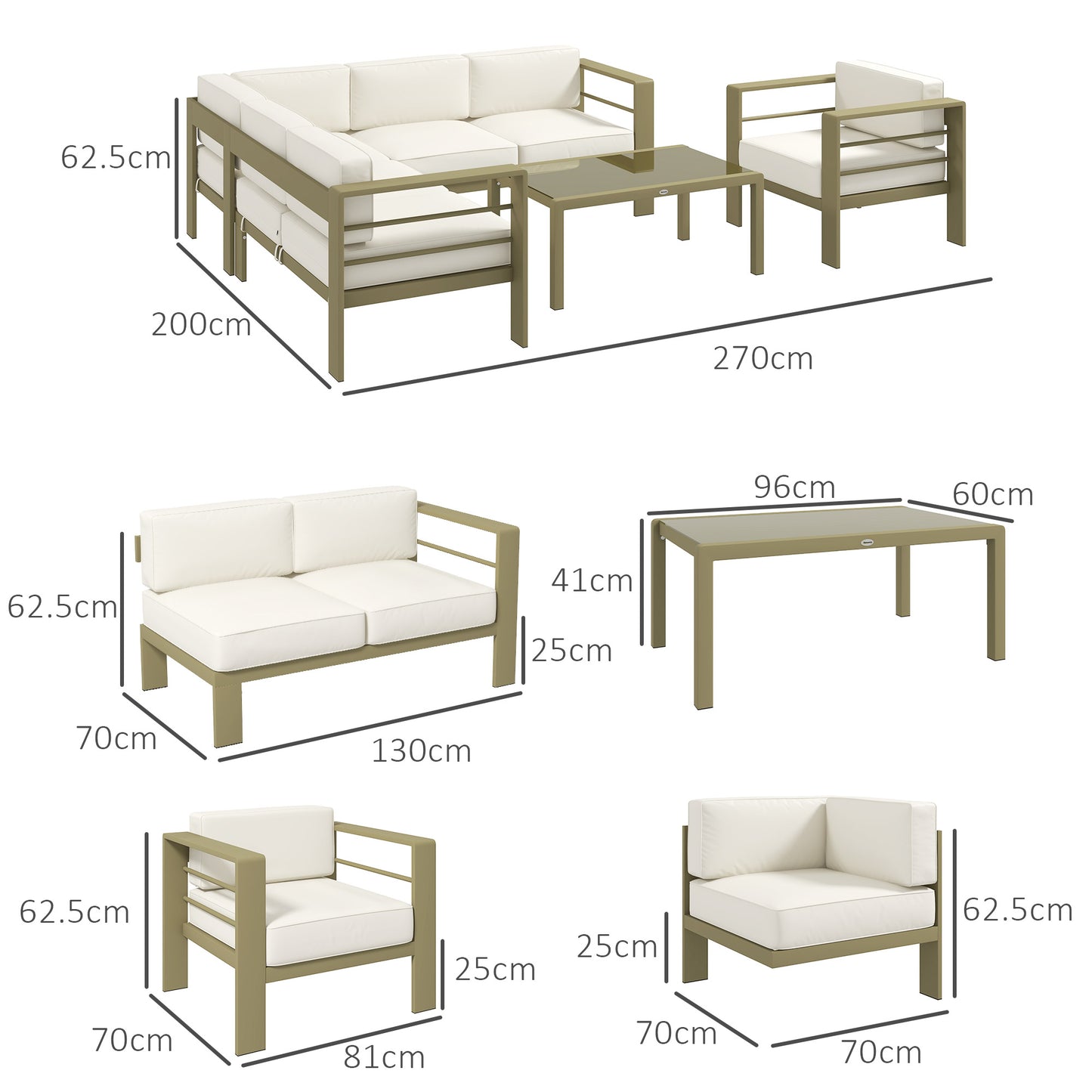 5-Piece Garden Corner Sofa Set with Cushions