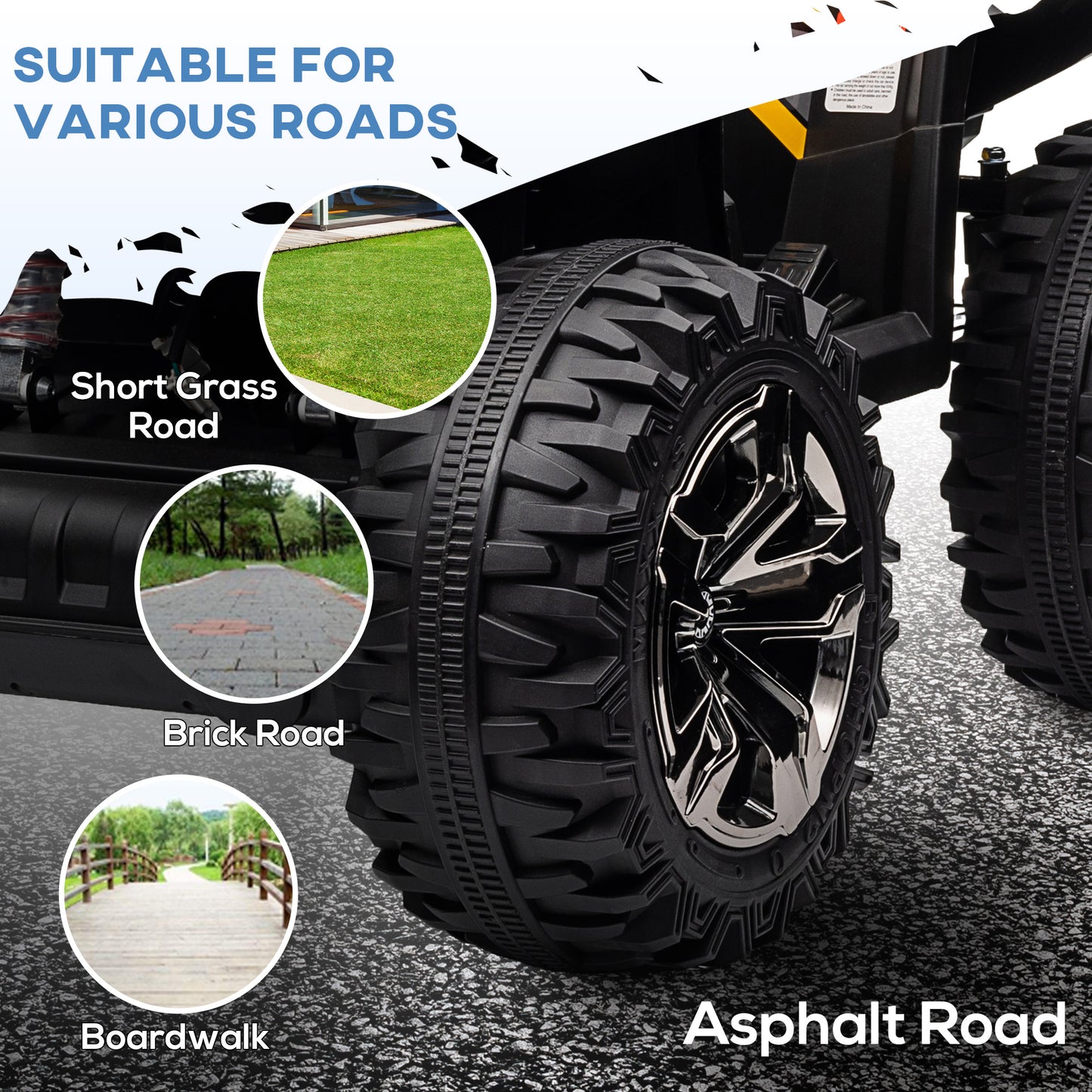 12V Quad Bike ATV with LED Lights, Music, Backrest, Forward, Backward