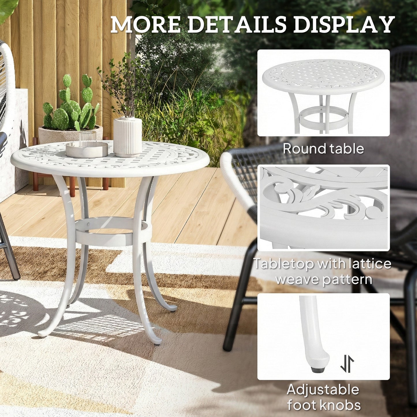 60 cm Round Garden Table, Cast Aluminium Outdoor Patio Table