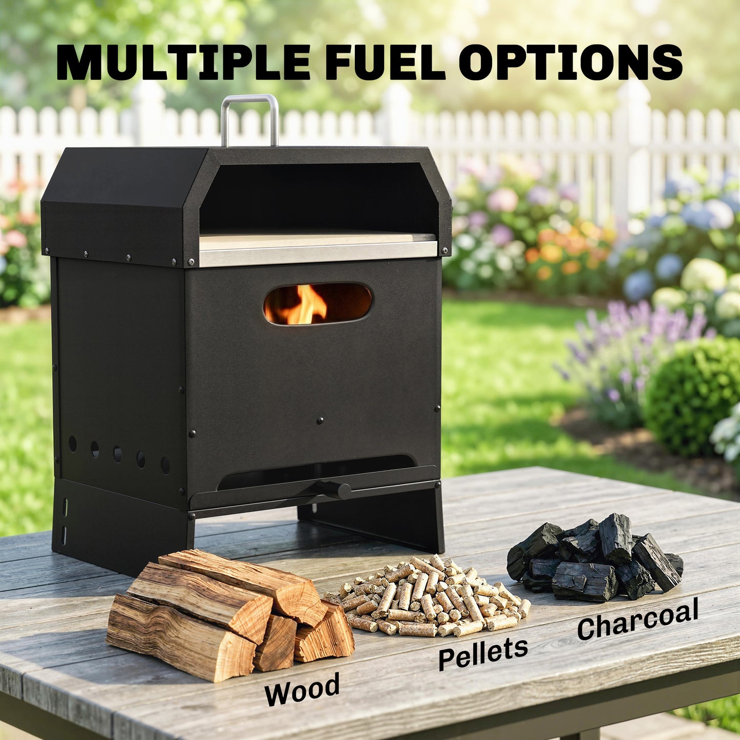 3 in 1 Outdoor Pizza Oven, Portable Wood Fired Pizza Maker