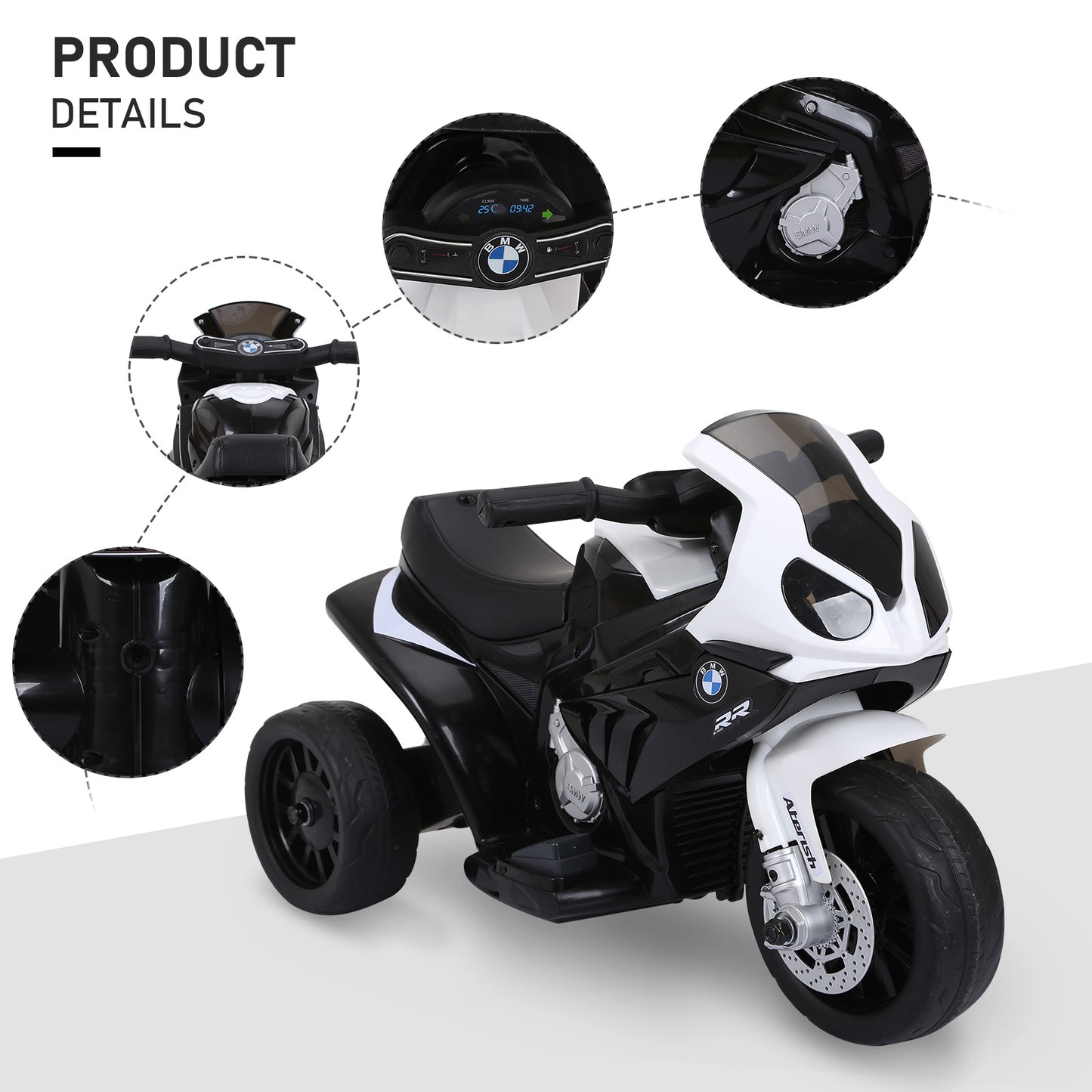 Electric Kids Ride on BMW Motorbike W/Headlights and Music, 6 V
