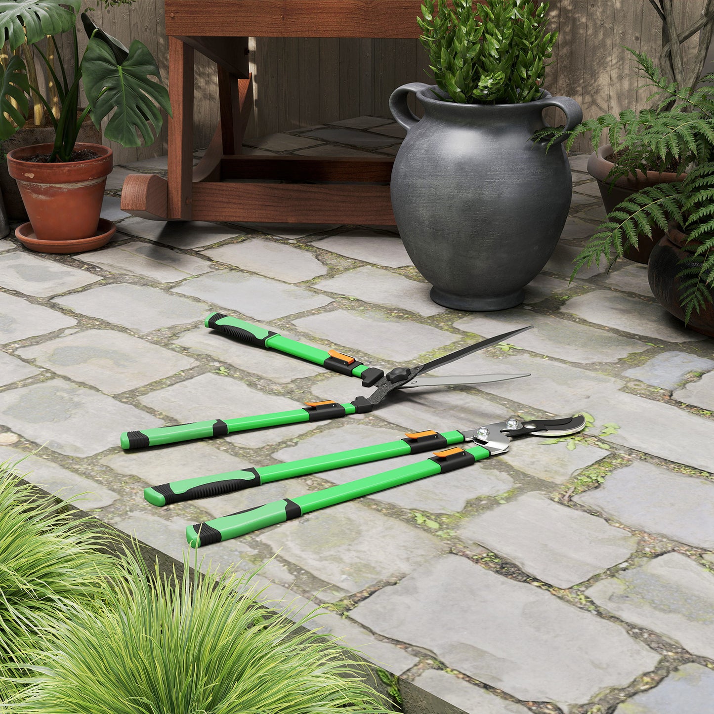 2 Pcs Garden Shears Set, Tree Lopper