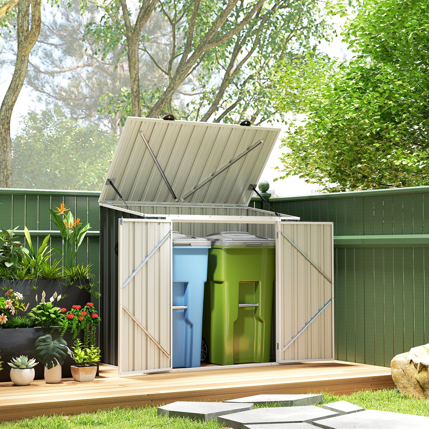 5ft x 3ft Garden 2-Bin Steel Storage Shed