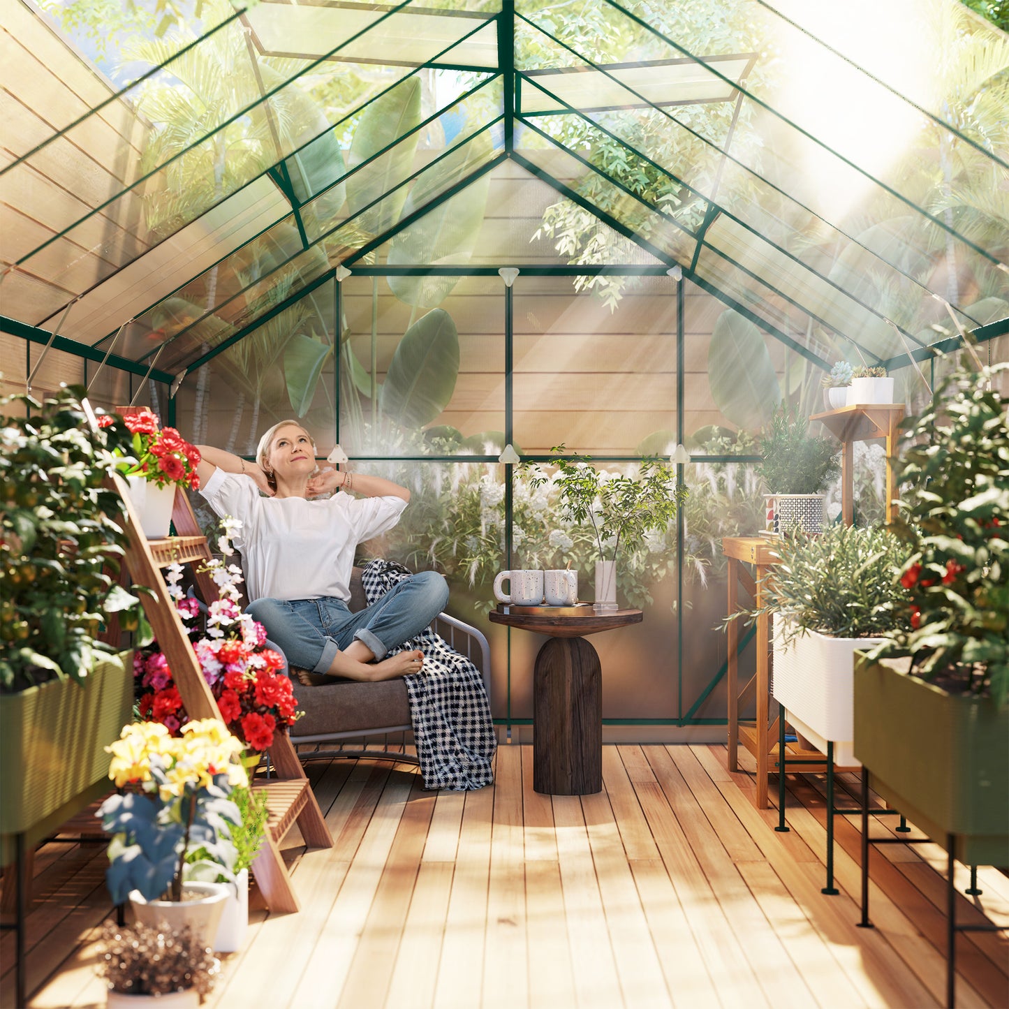 8 x 12ft Aluminium Greenhouse Polycarbonate Walk in Garden