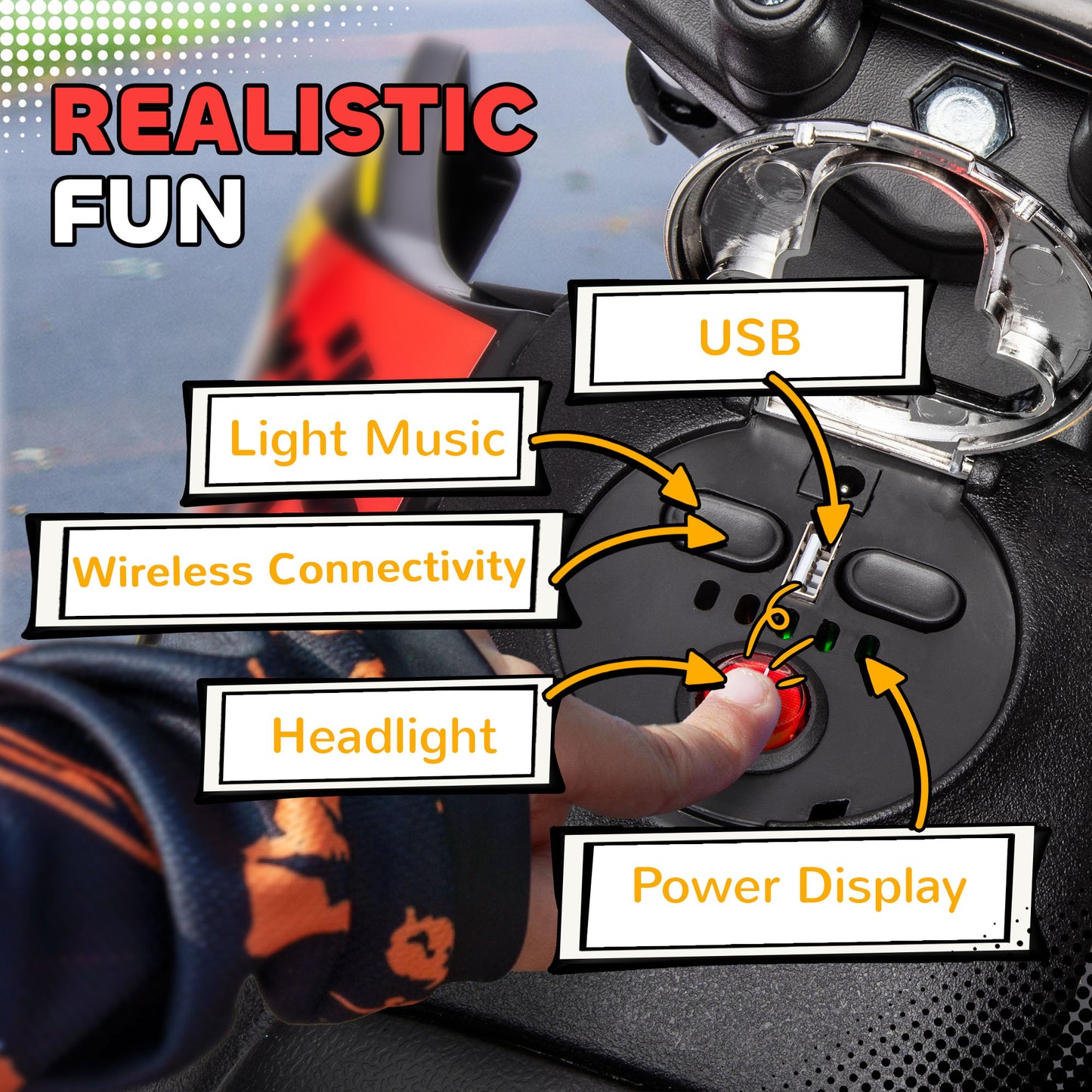 12V Aprilia Licensed Kids Motorbike with Training Wheels