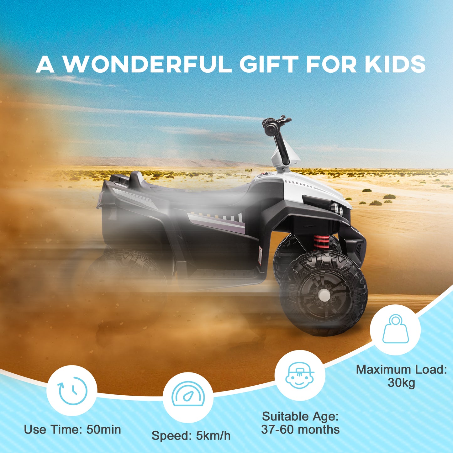 12V Kids Electric Quad Bike w/ Spring Suspension System, Forward