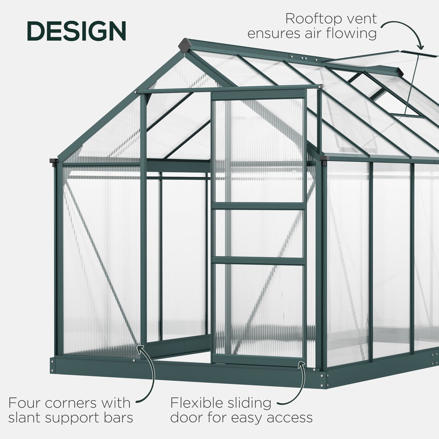 6 x 10ft Polycarbonate Greenhouse
