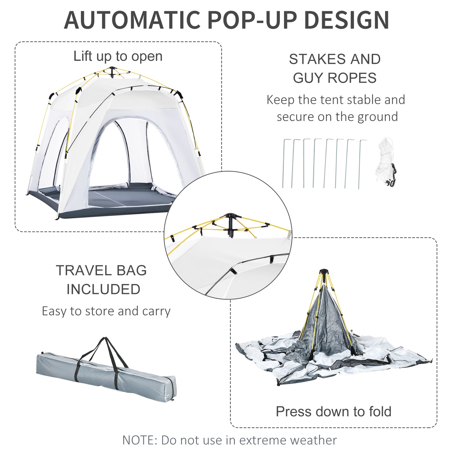 3 Person Automatic Camping Tent, Outdoor Pop Up Tent