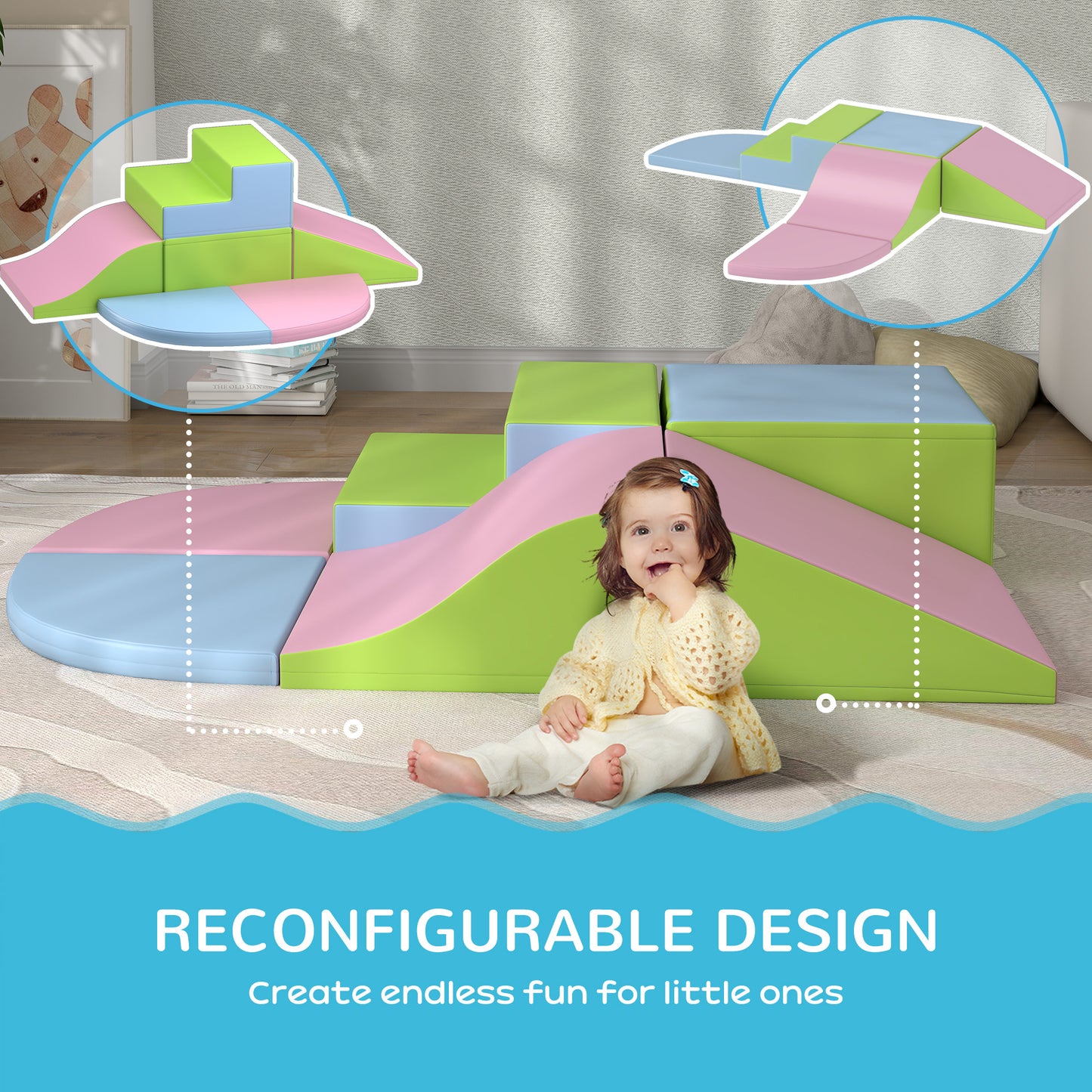 6 Piece Soft Play Equipment for Kids Climb and Crawl