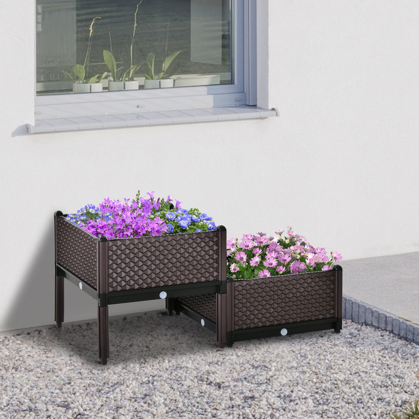 50cm x 50cm x 46.5cm Set of 2 41L Plastic Raised Garden Bed