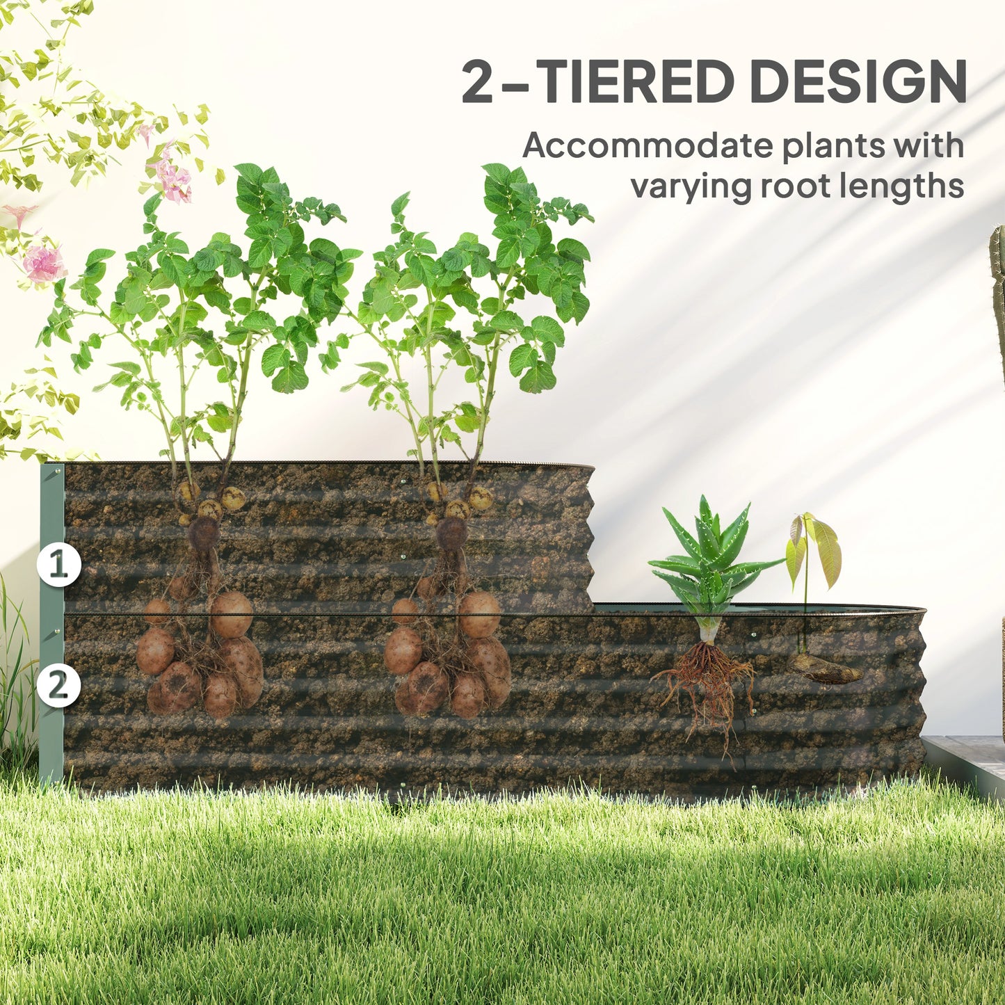 Two-Tier Galvanised Steel Garden Planter (2)