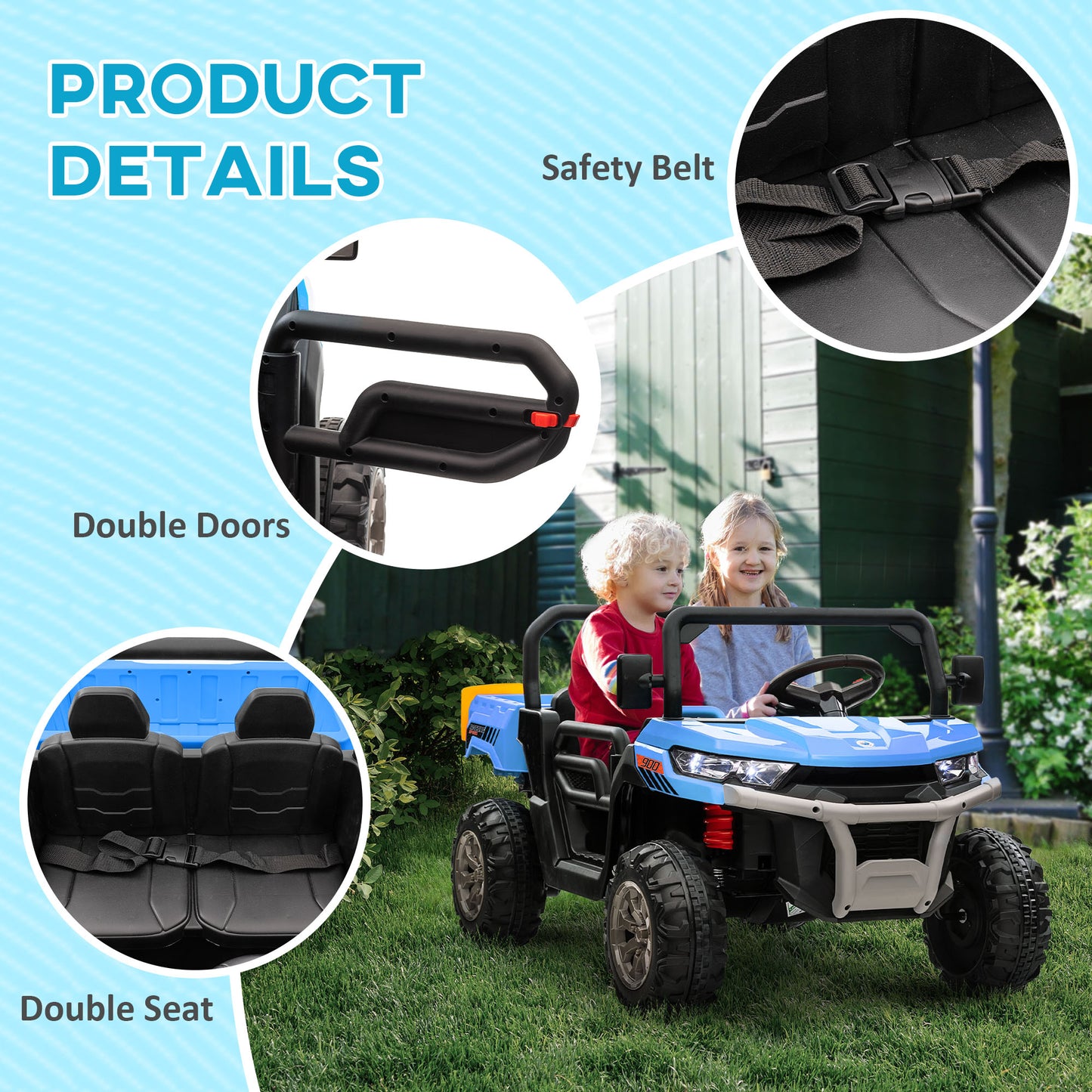 12V 2 Seater Kids Electric Ride-On Car with Electric Bucket