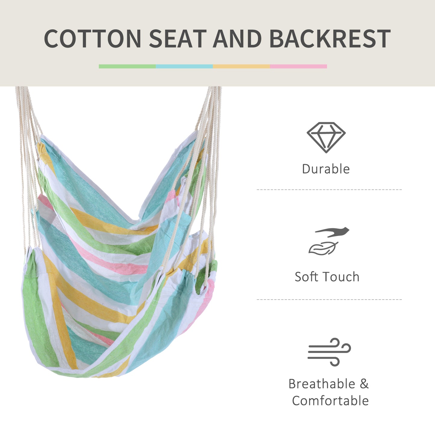 Outdoor Hanging Rope Chair with Cotton Rope