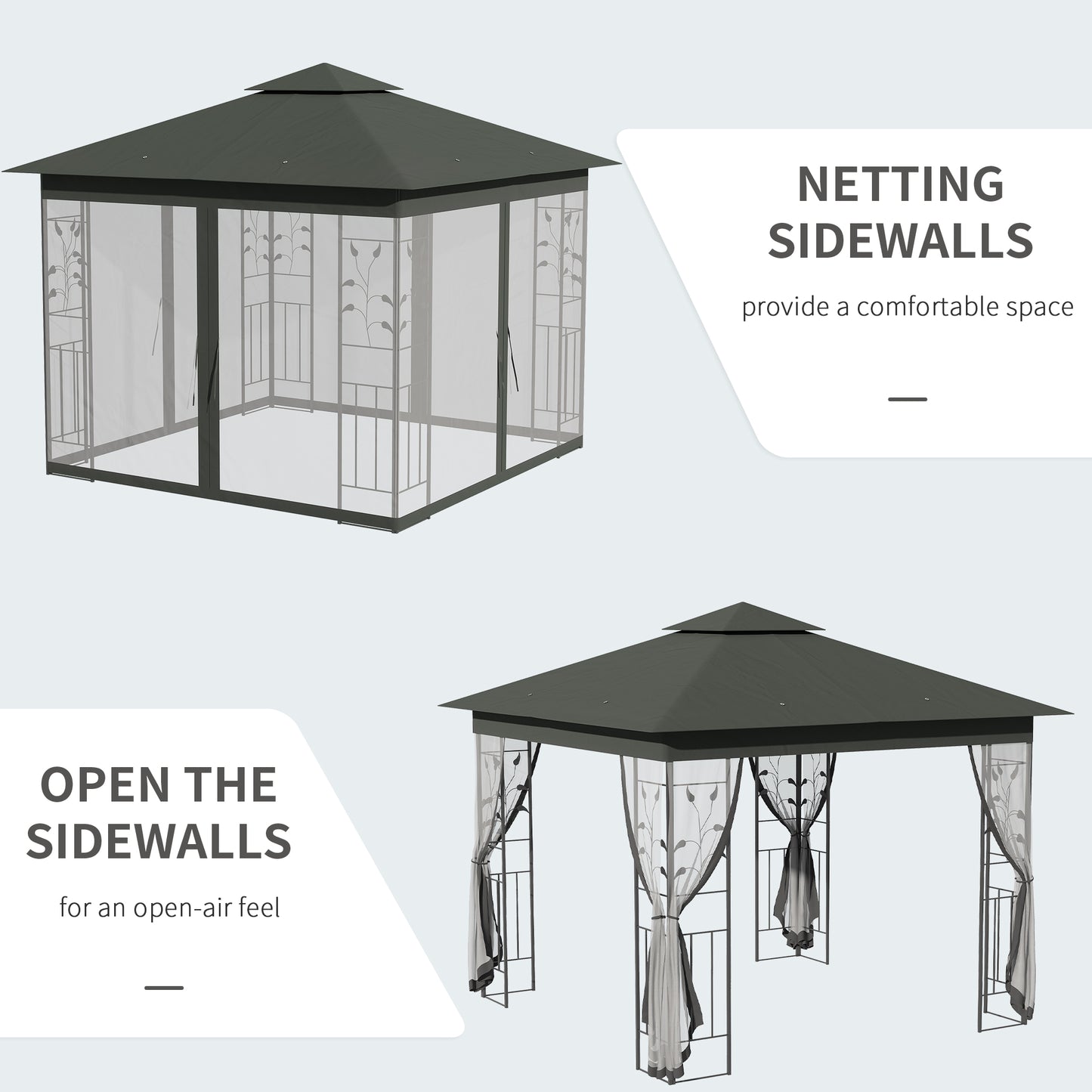 3 x 3(m) Steel Frame Double Roof Garden Gazebo