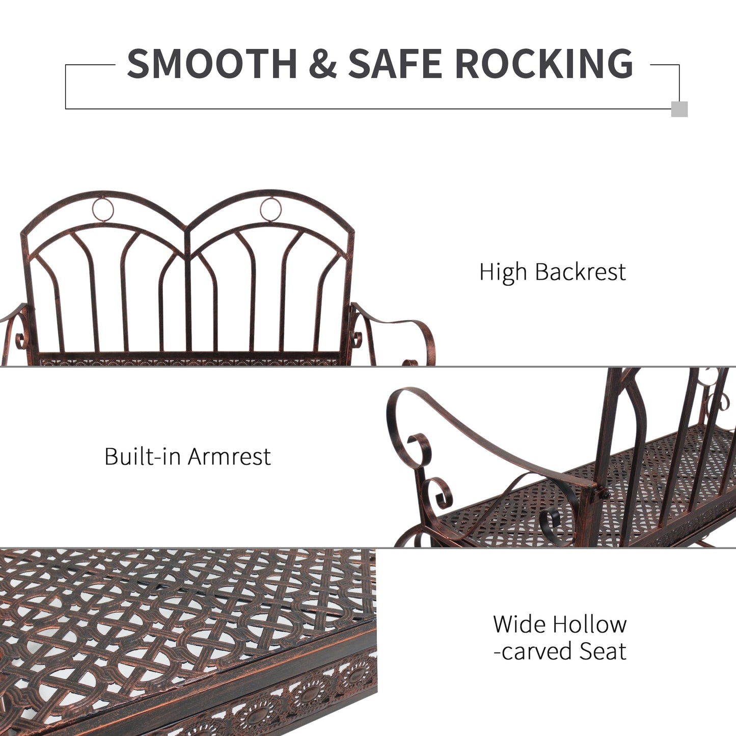 Outdoor Iron Rocking Chair-Bronze