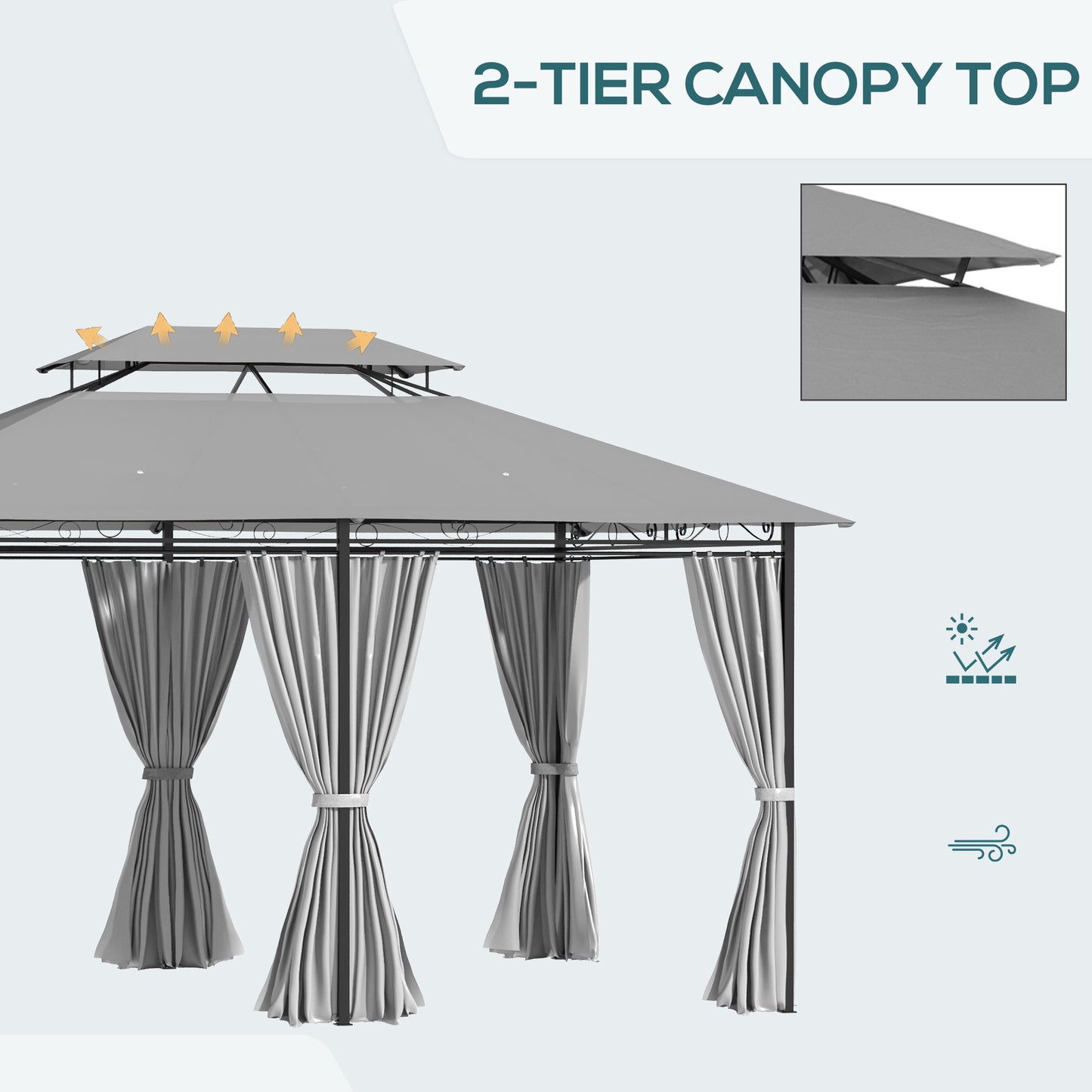 4m x 3(m) Metal Gazebo Canopy Party Tent Garden Pavillion Patio