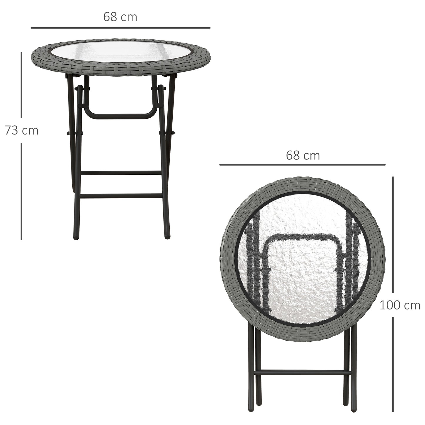 Folding Rattan Garden Dining Table