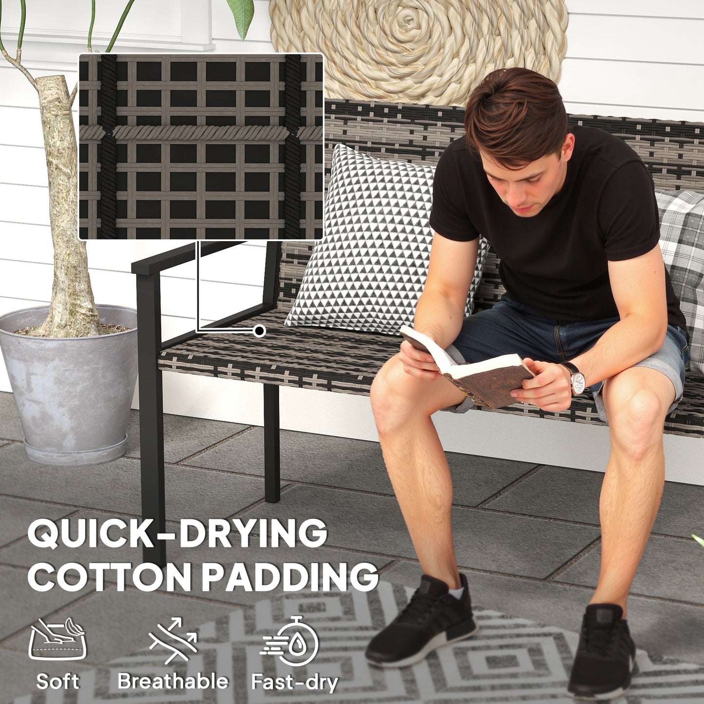 Two-Seater Rattan Bench