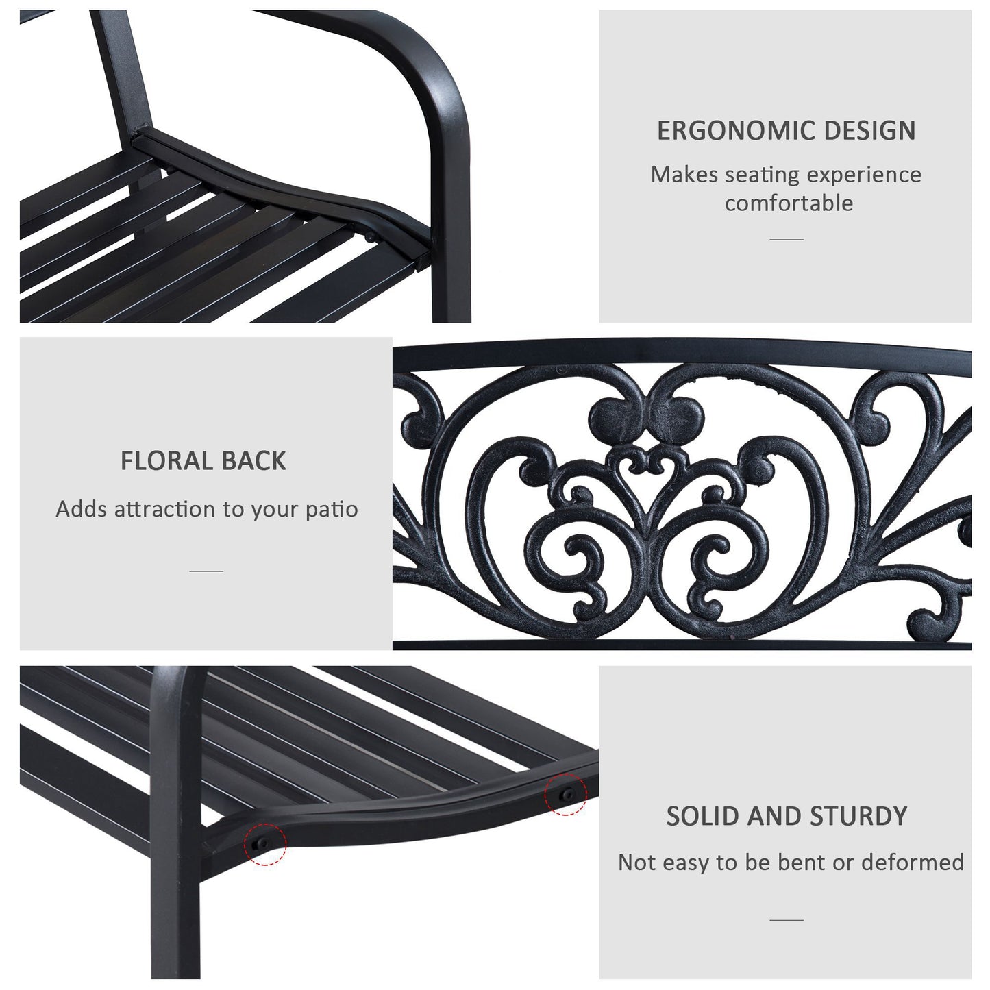 2-Seater Garden Bench, Steel